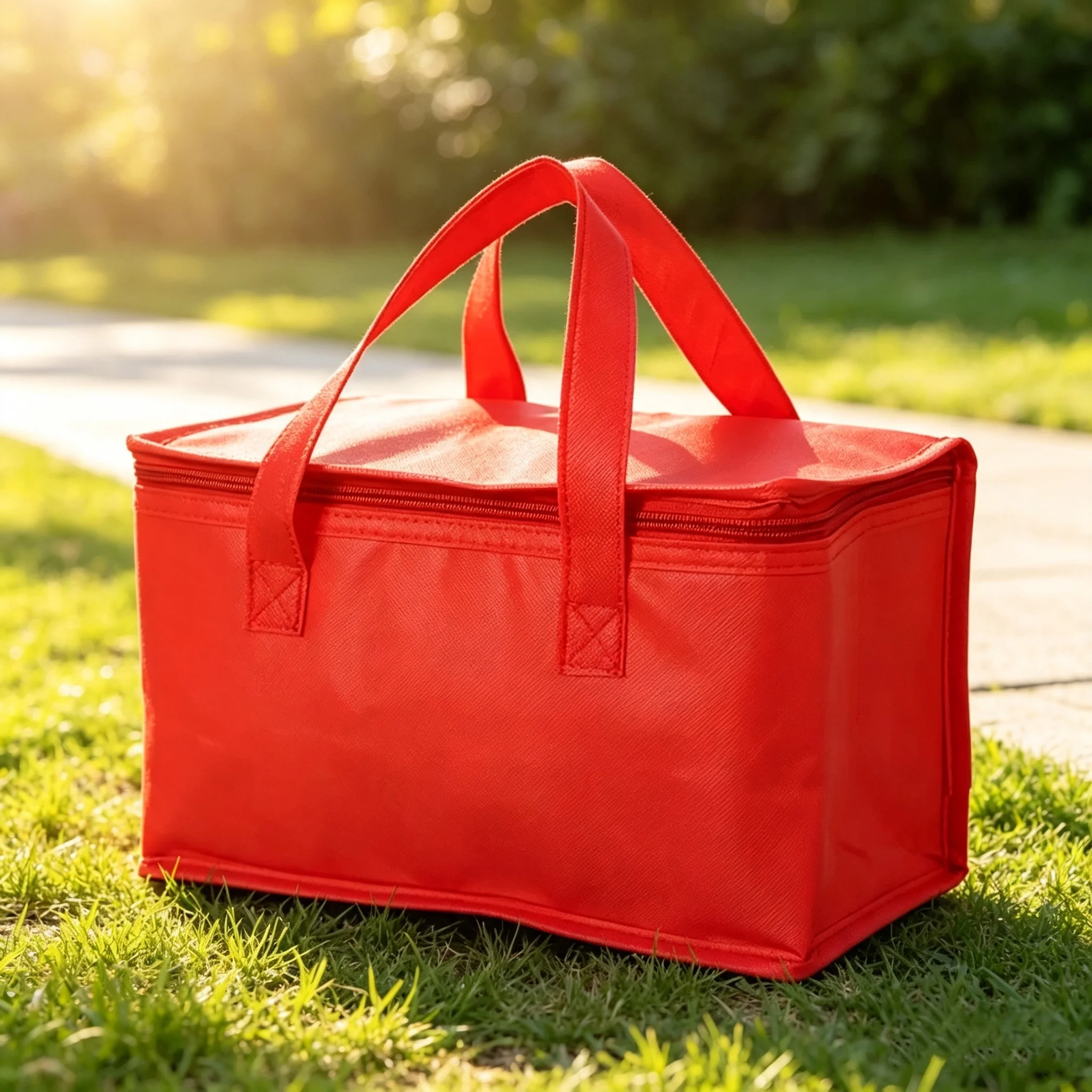 Red Non-Woven Fabric Lined Aluminum Foil Refrigerated Bag, Used for Outdoor Lunch, Shopping, Beer and Beverage Insulation Bags