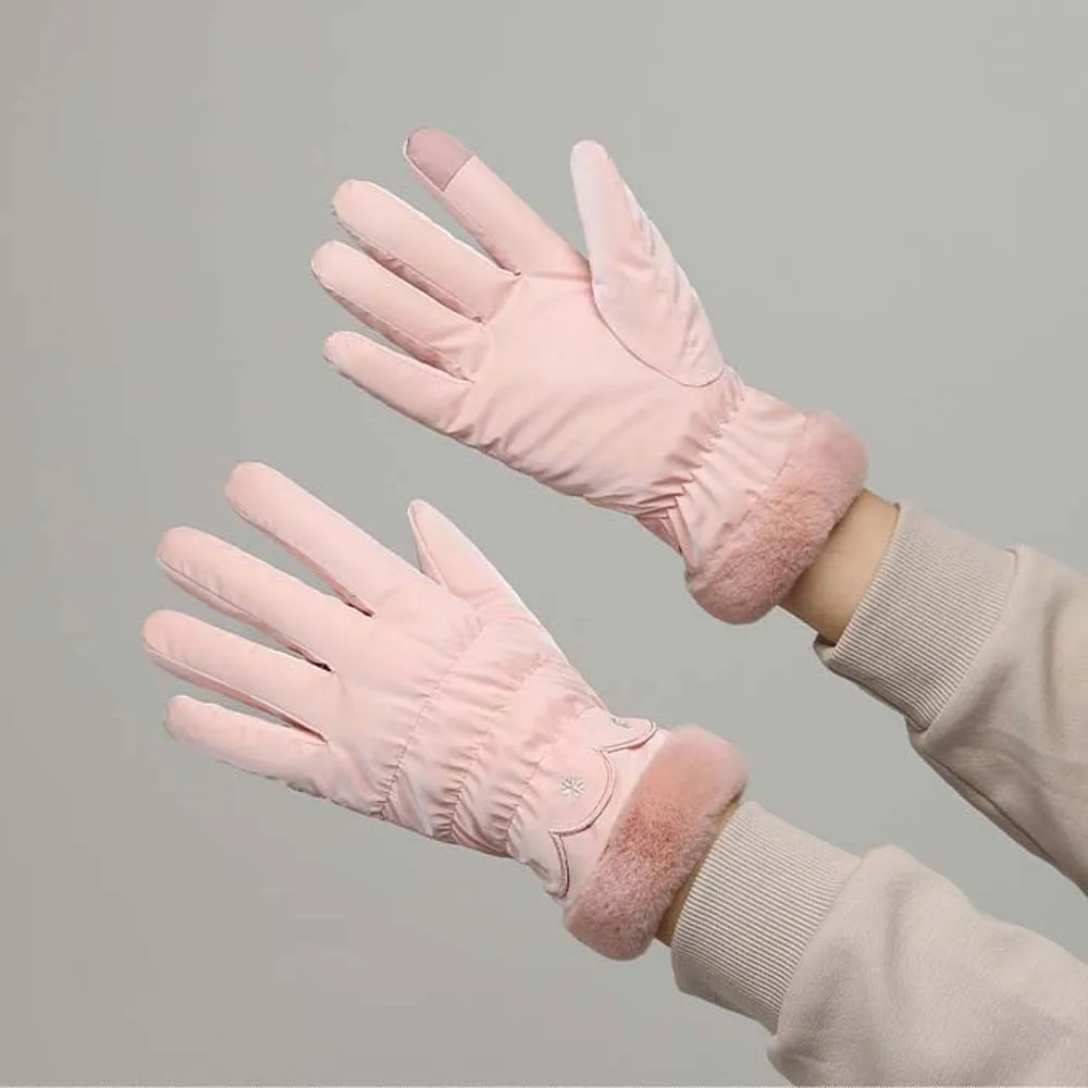 

All-Match Down Cotton Satin Anti-cold Gloves Soft Touch Screen Thickened Gloves Anti-splash Water Warmer Finger Mittens Winter