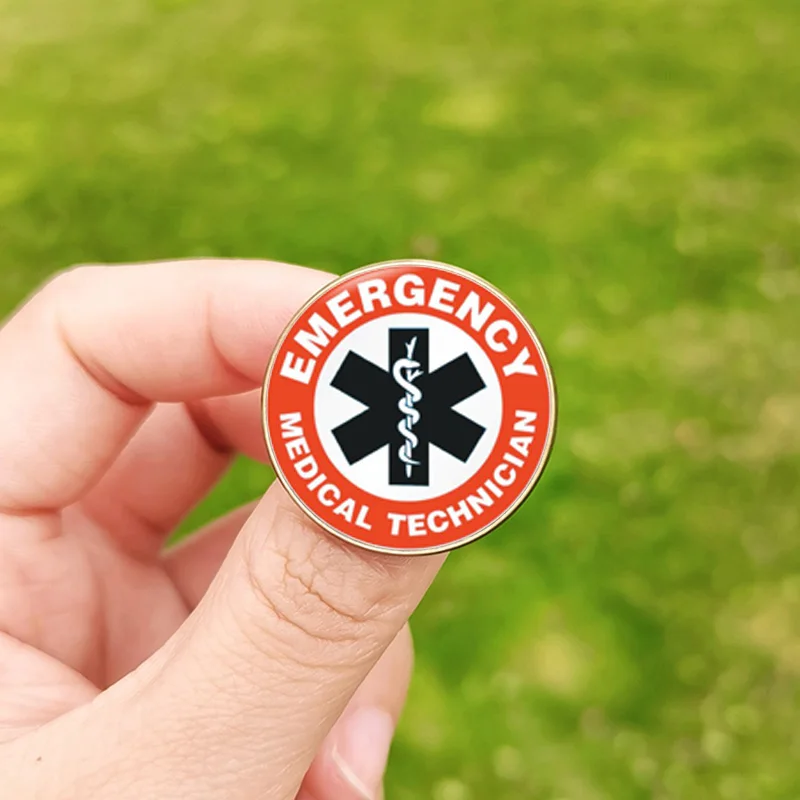 

Emergency Medical Technician Brooch Lapel Pins Medical Alert Star of Life Glass Cabochon Badge Backpack Brooch