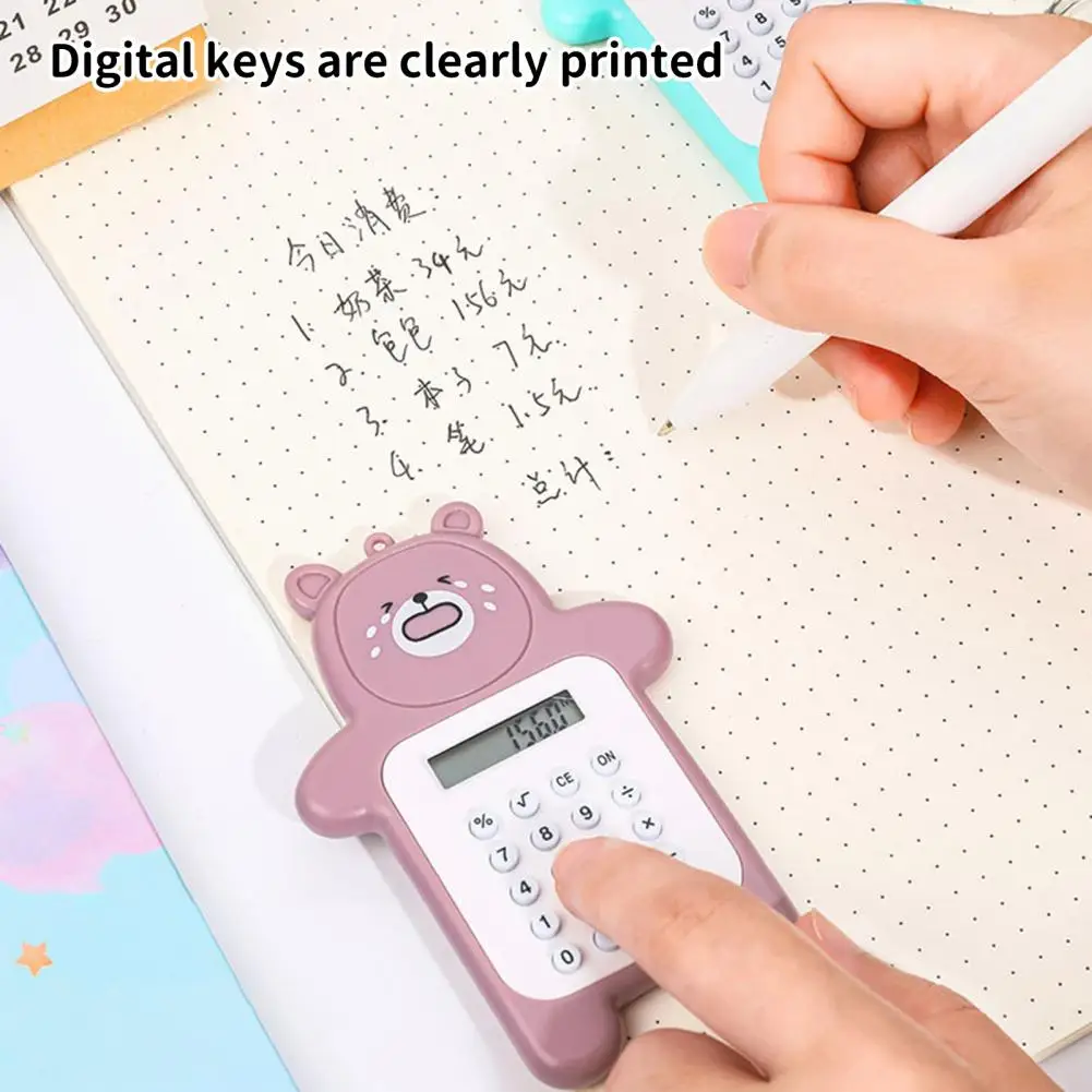 Mini Urso Digit Calculator, Portátil, Escola Primária, 8 Display, Desenhos animados, Bonito, Criativo, Material de escritório