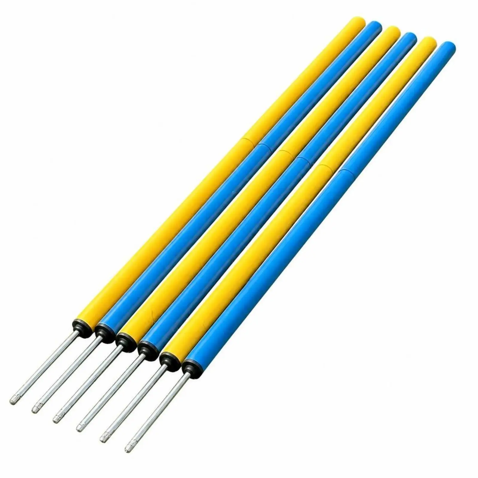 Dog Agility Equipment Outdoor Training Poles 6 Pack with Ground Stakes for Canine Obstacle Course Coordination Speed Practice