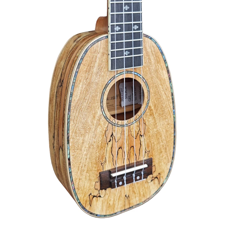 Aiersi-Spalted-Maple Wood Pineapple Ukulele, 21 Inch, Soprano 4 String, Nylon Music Instrument for Professional and Beginner