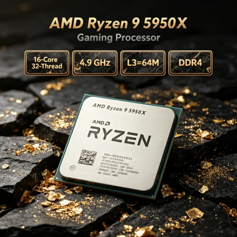 AMD Ryzen 9 5950X DDR4 UP to 4.9GHz Gaming CPU but without cooler 3.4 GHz L3=64M 105W Socket AM4 16-Core 32-Thread