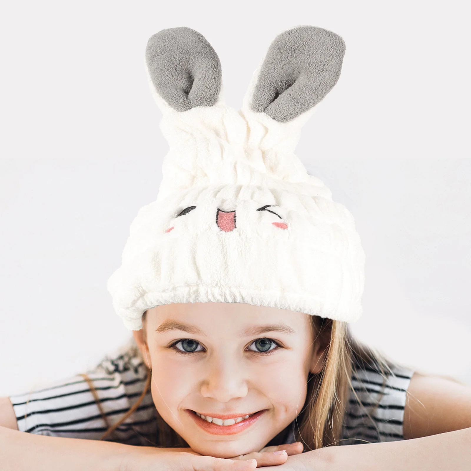 

2Pcs Children Towel Hair Ear Design Absorbent Quick Drying Hair Towel Wrap Cap for Kids Soft Comfortable Use At Home