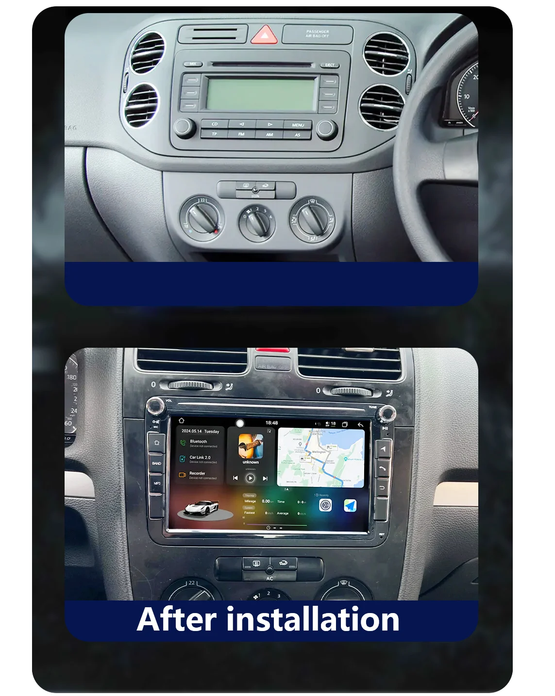 Car Radio Bluetooth For VW T5 Multivan Golf Polo Passat B6 7 Transporter Fapid Skoda Seat Wireless Carplay 4G Android GPS WIFI