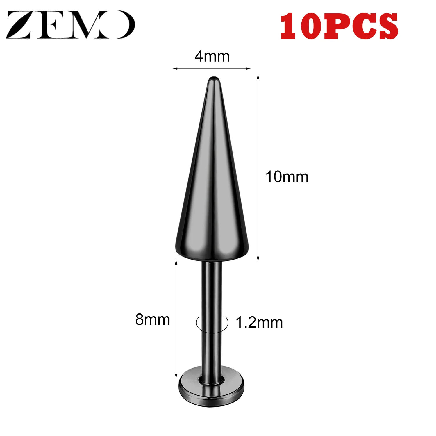 10PCS Stainless Steel Spike Labret Lip Piercing Set