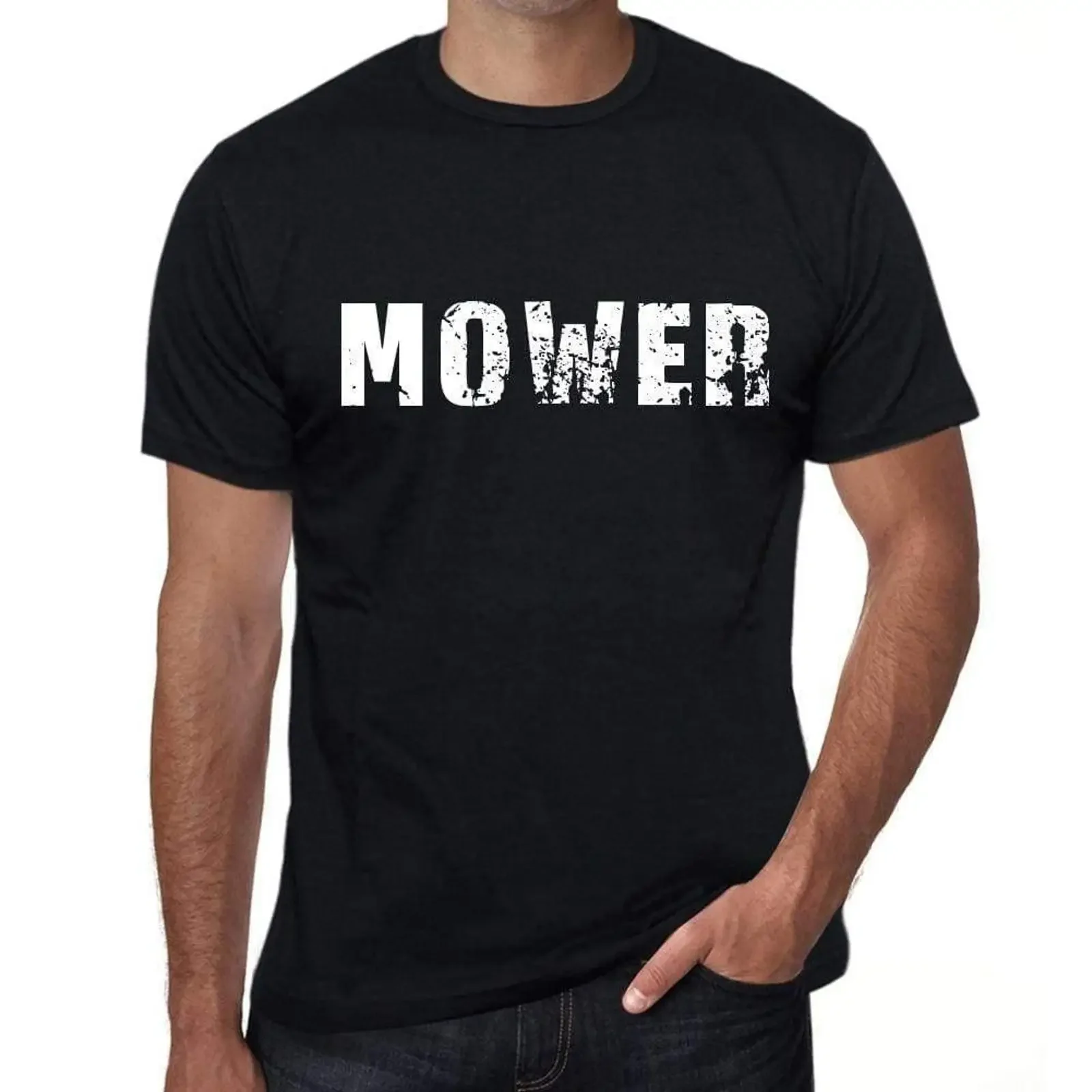 One in the City Men's T Shirt Mower Black Birthday 00553 vintage Washed graphic Comfortable designer clothes Slightly Versatile