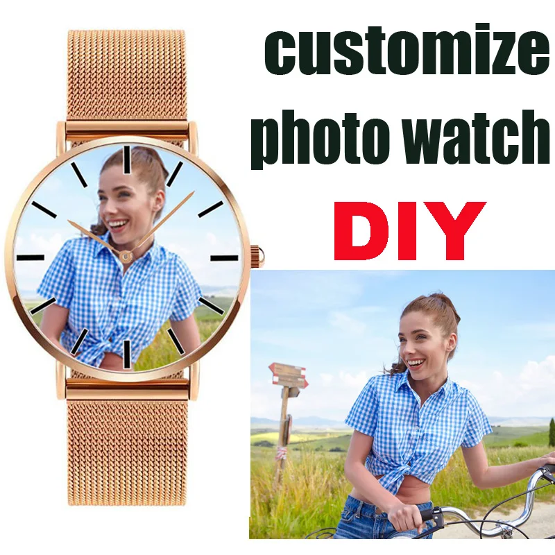 Reloj con foto DIY para hombres y mujeres, reloj de pulsera de cuarzo con imagen personalizada, reloj creativo personalizado, regalo para amantes, dropshipping