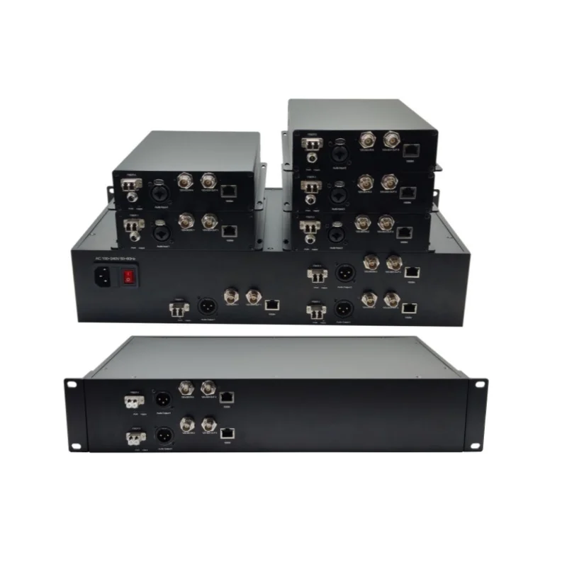

12G SDI Over Single Mode Fiber Transmitter and Receiver Extender Kits With XLR Audio and Ethernet