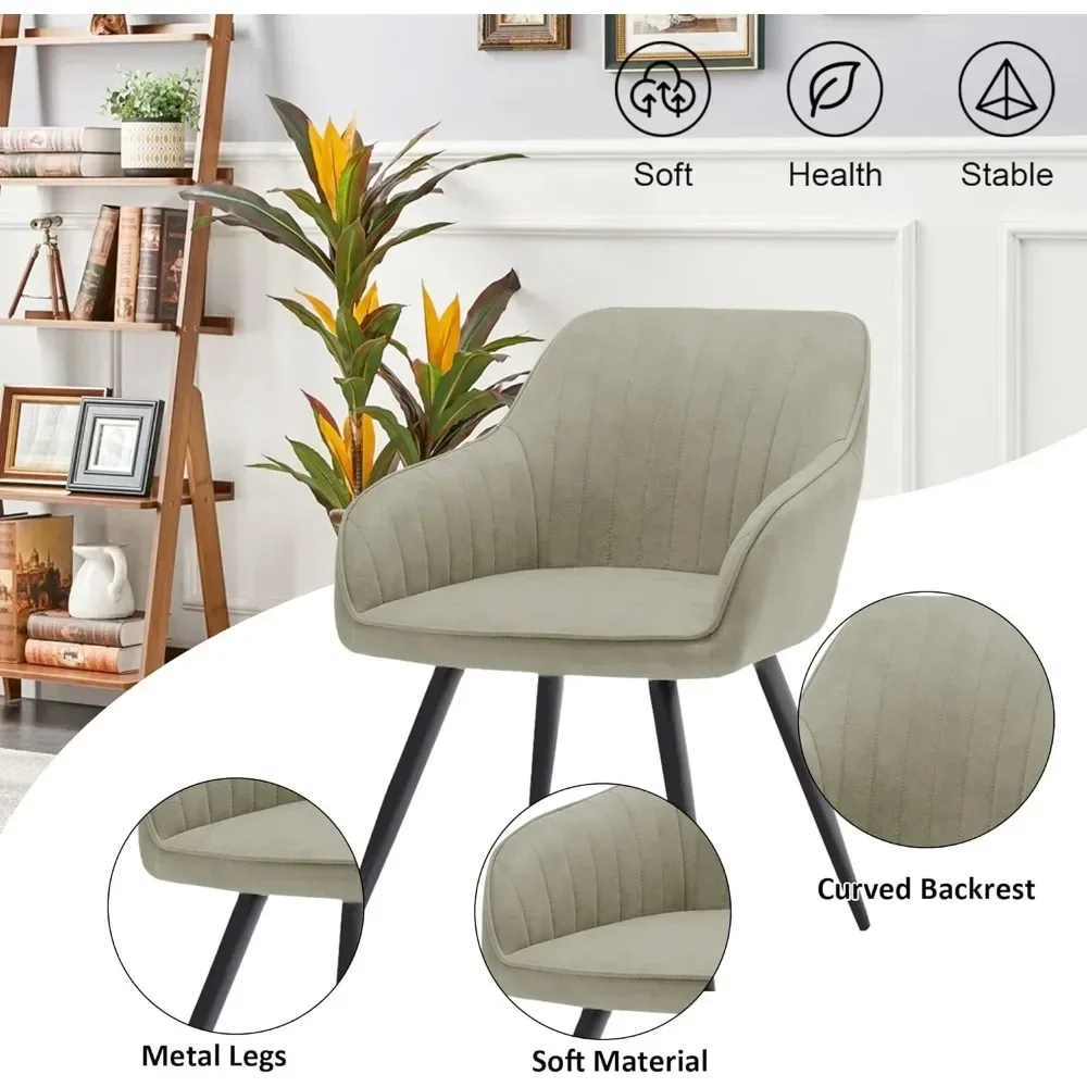 Silla de ante de imitación para sala de estar, sillón tapizado con patas de Metal, Juego de 2 para Bistro café