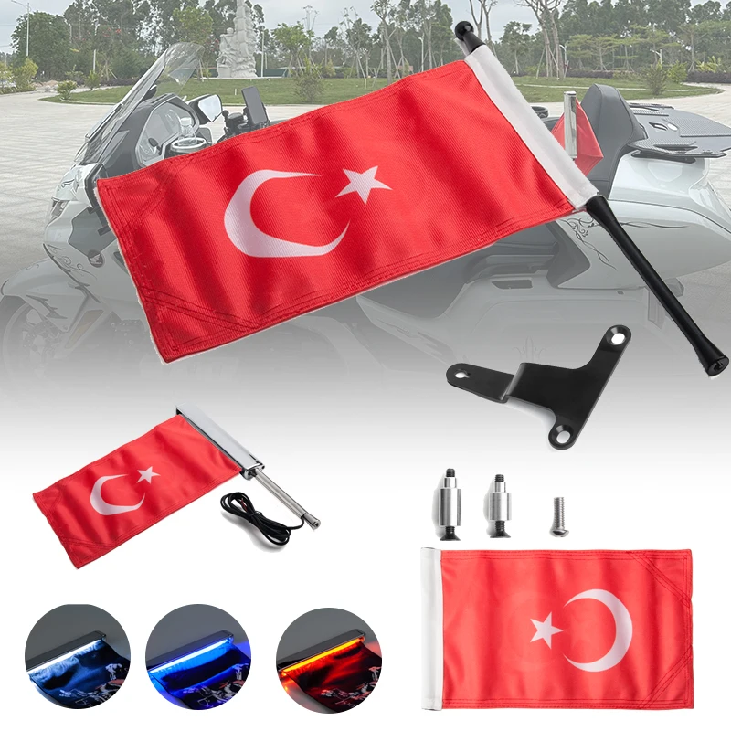 

PANICAL TR Motorcycle Flags Global Banner Fits For Honda Gold Wing GL1800 2018-2023 Tour Trunk Flag Pole Mount Bracket L R