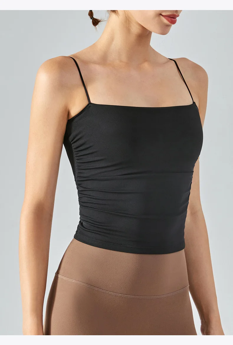 Yoga Vest Breast Pad Push-up Sports Bra High Support Back Skin Friendly Nude Gym Fitness Underwear