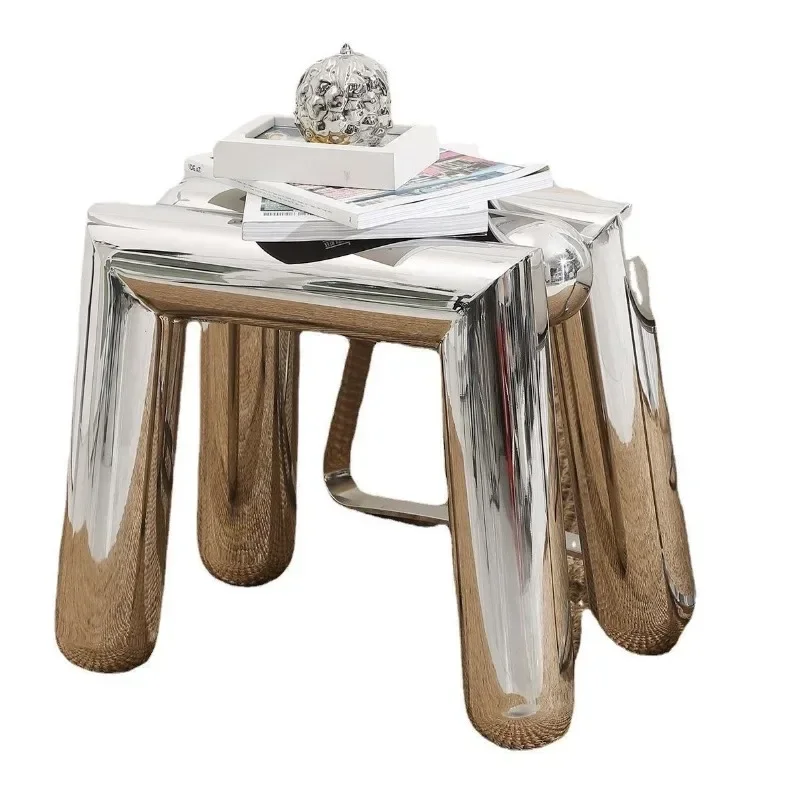 

Minimalist edge few low stool coffee living room Internet celebrity stainless steel Italian ins home change shoes