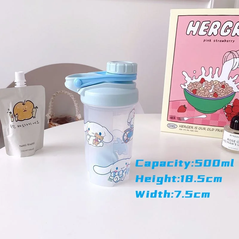 Cute Sanrio Kuromi Hello Kitty DIY Sticker Cup Anime 500ml Large Capacity Portable Plastic Shaker Cup Cartoon Cute DIY Stickers