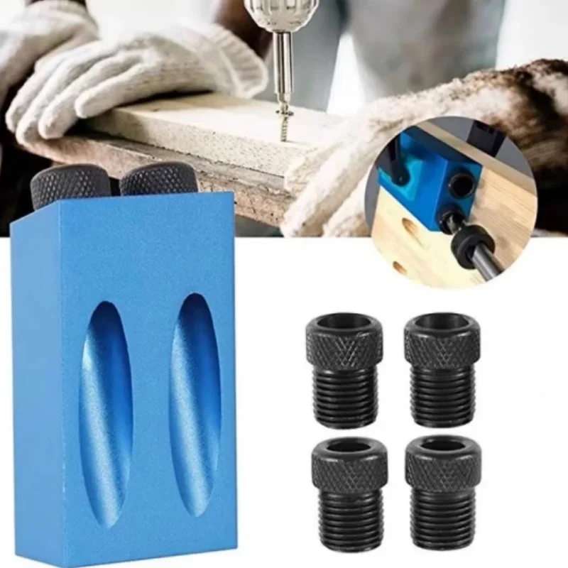 Foro tascabile Vite Jig Tassello Trapano Kit di strumenti per giunti per legno 6/8/10mm Set di guide per trapano ad angolo di 15 gradi Perforatrice Strumenti di carpenteria fai da te
