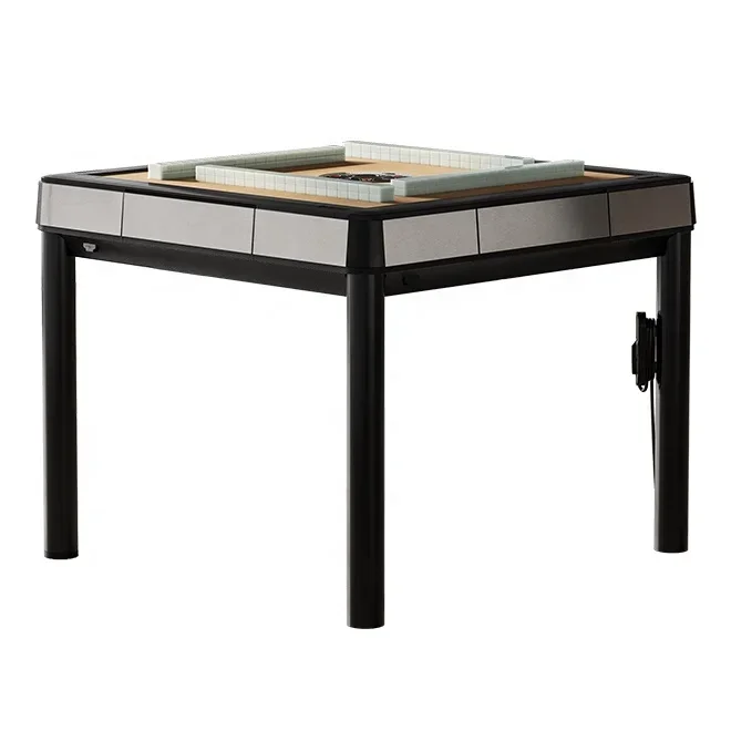 Tongquetai Stainless steel mahjong machine glass dining table dual-purpose four mouth mahjong table electric bass