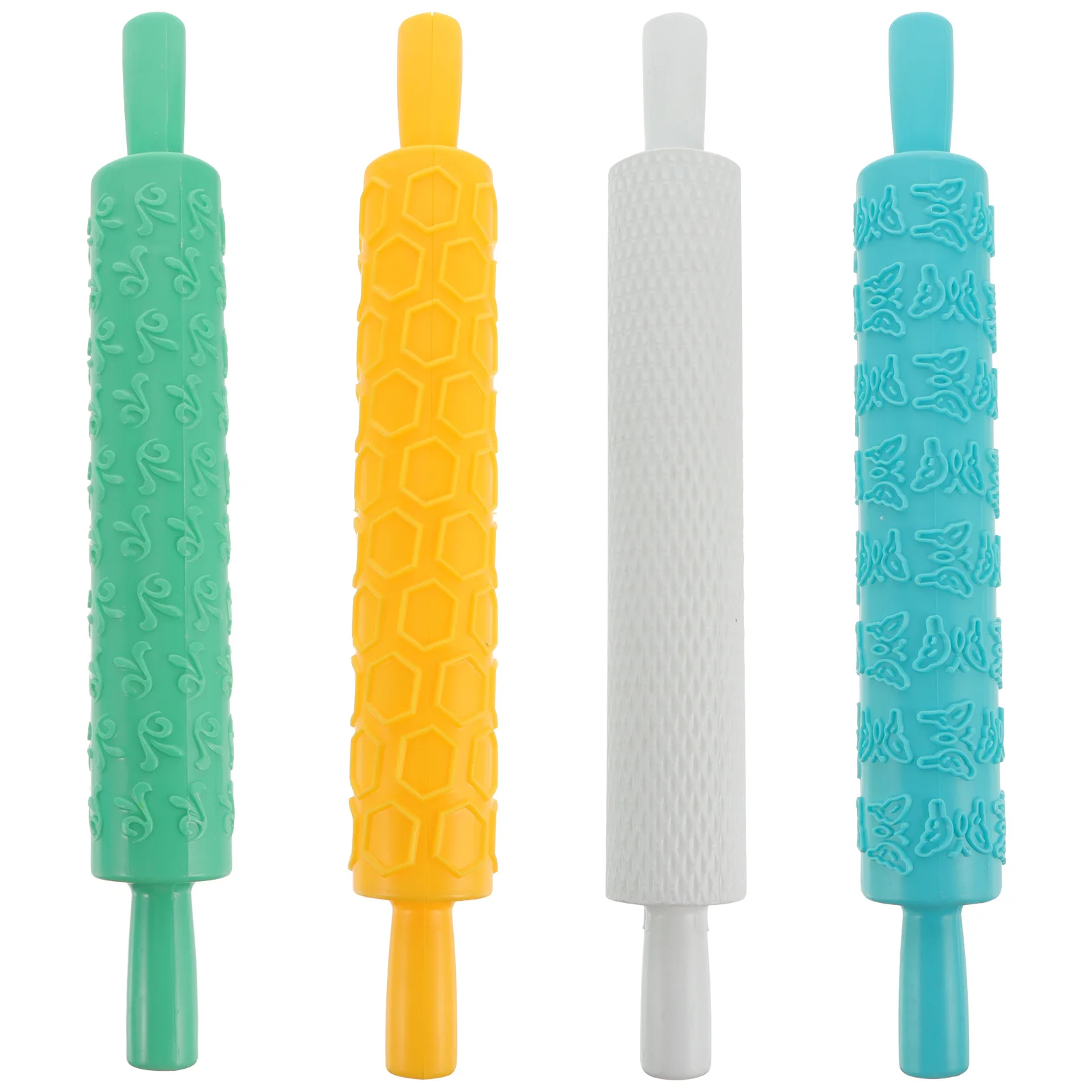 

4 Pcs Rolling Pins Plastic DIY Printing Baking Tools Cookie Plastic Embossed Rolling Pin Dough Pastry Kitchen Accessories