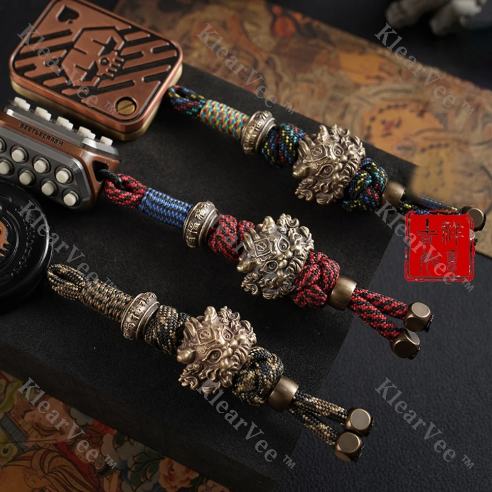 

Цветной латунный персонализированный держатель для EDC-карт, темляк из парашютного шнура, подвеска для автомобильных ключей, аксессуар для сумки, подвеска для ножа, подвесное украшение