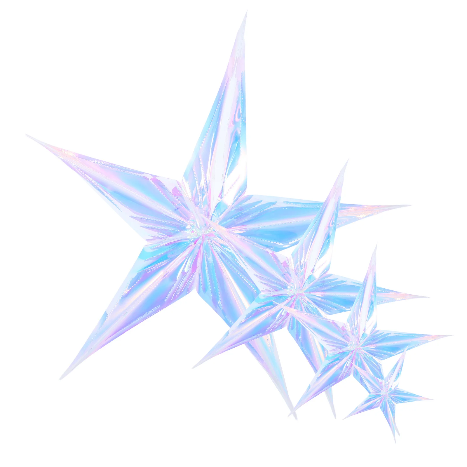 

4Pcs Five Pointed Star Decorations Iridescent Hanging Party Decor for Christmas Tree Ceiling Backdrop 3D Holographic Glitter