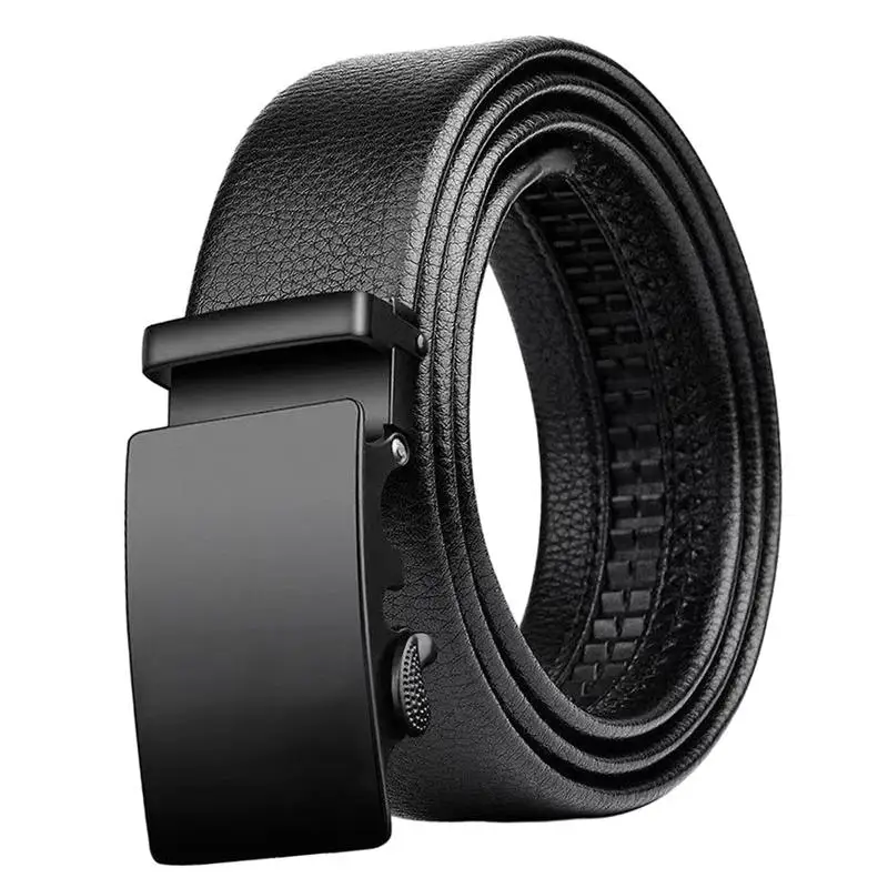 35mm PU Leather Belts for Men Alloy Automatic Buckle Without Holes Men Black Belt Natural Suit Belt Male