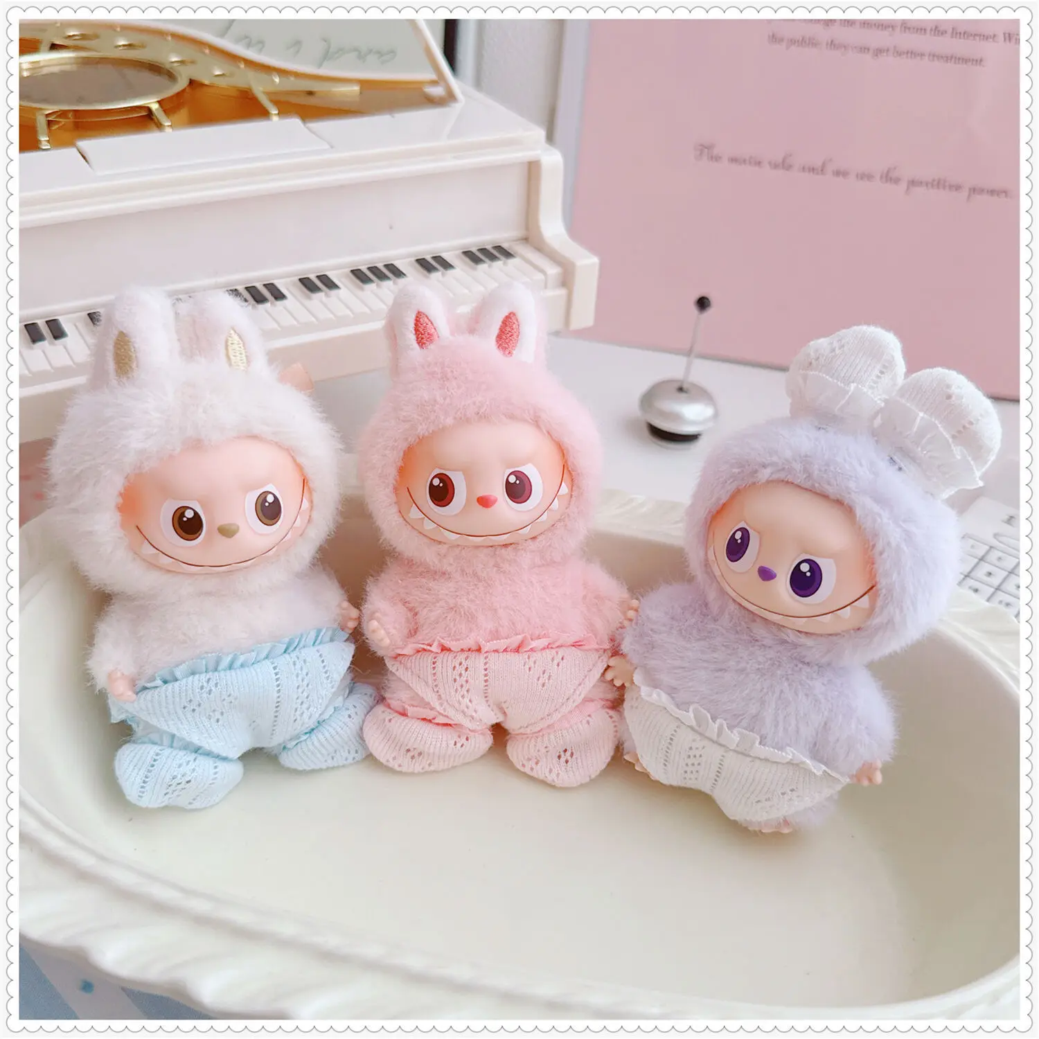 

Одежда Kawaii Labubu 10-17 см, милые белые, синие, розовые штаны, комплект носков, плюшевая кукла, аксессуары, игрушки, аниме, игровая периферия