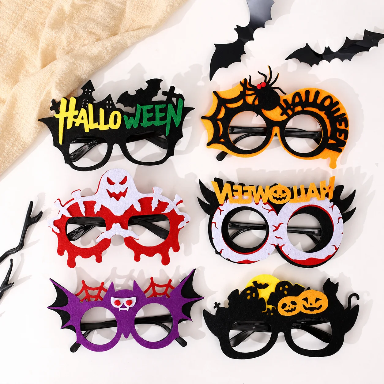 Photo Prop Glasses Ready To Use Novelty Glasses Non-Woven Glasses Odor-Free Halloween Eyewear For Party Costume Accessory