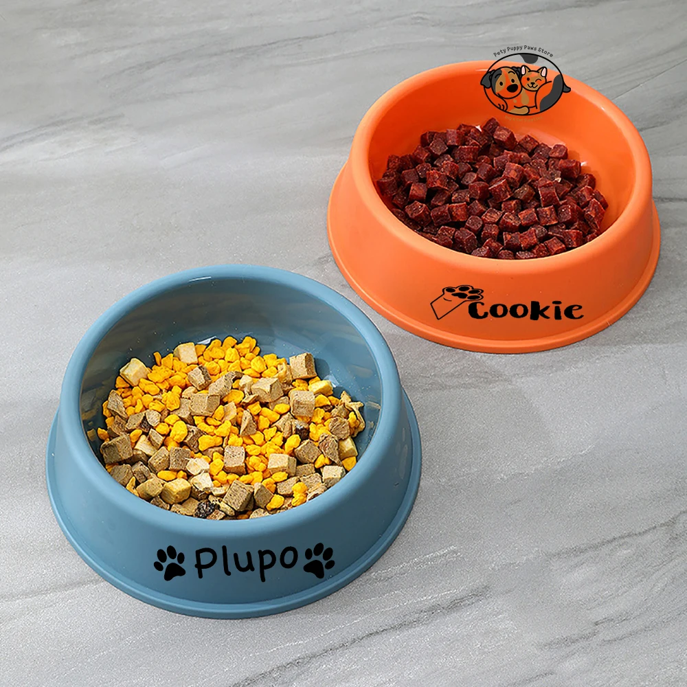 Custom Plastic Dog Bowls with Pet Name, Non-Slip, Christmas, Birthday Gifts for Pet,Personalized Pet Bowl, Feeder for Dog or Cat