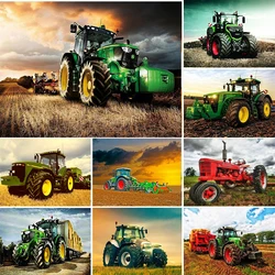 Diamond Emrboidrey Tractor Landscape 5d Diamond Painting Full Square / Round Rhinestone Diamond Mosaic Customizable Home Decor