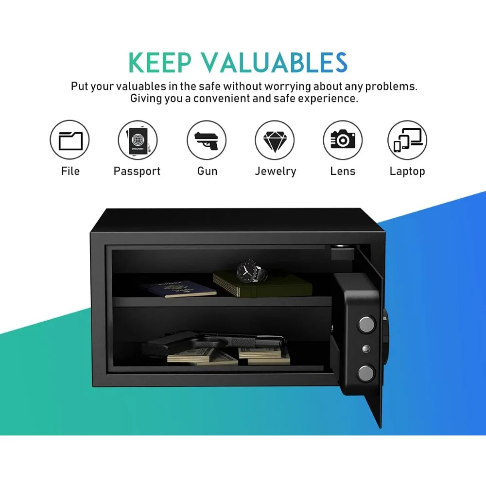 Deluxe ตู้เซฟและกล่องล็อค, ปุ่มกดดิจิตอลตู้เซฟ, เหมาะสําหรับ Home Office โรงแรมธุรกิจเครื่องประดับเงินสดใช้เก็บ, 1.0 ลูกบาศก์ฟุต