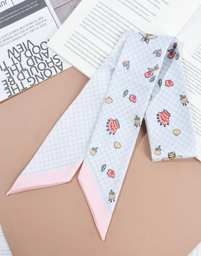 وشاح حريري صغير 6x100 سنتيمتر للنساء الرقبة التفاف الشعر الشريط التعادل حقيبة مقبض الإكسسوارات