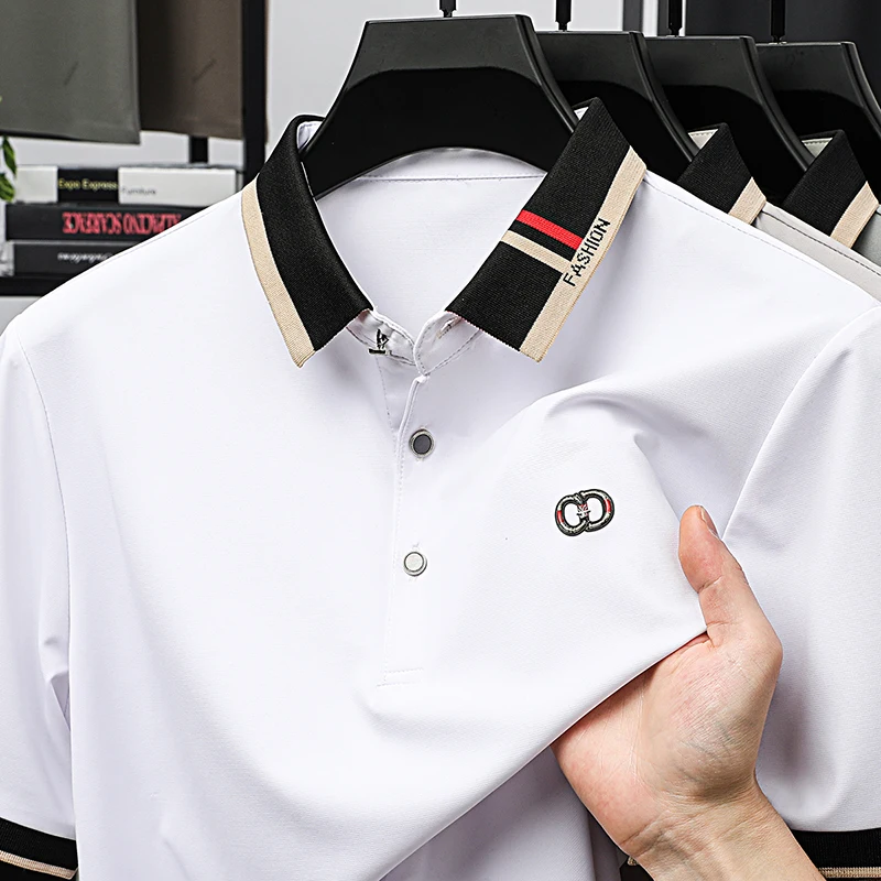 

Men's Short Sleeved Polo Shirt, High-end Brand, Business Dad Outfit, Summer Lapel Embroidered T-shirt, Trendy