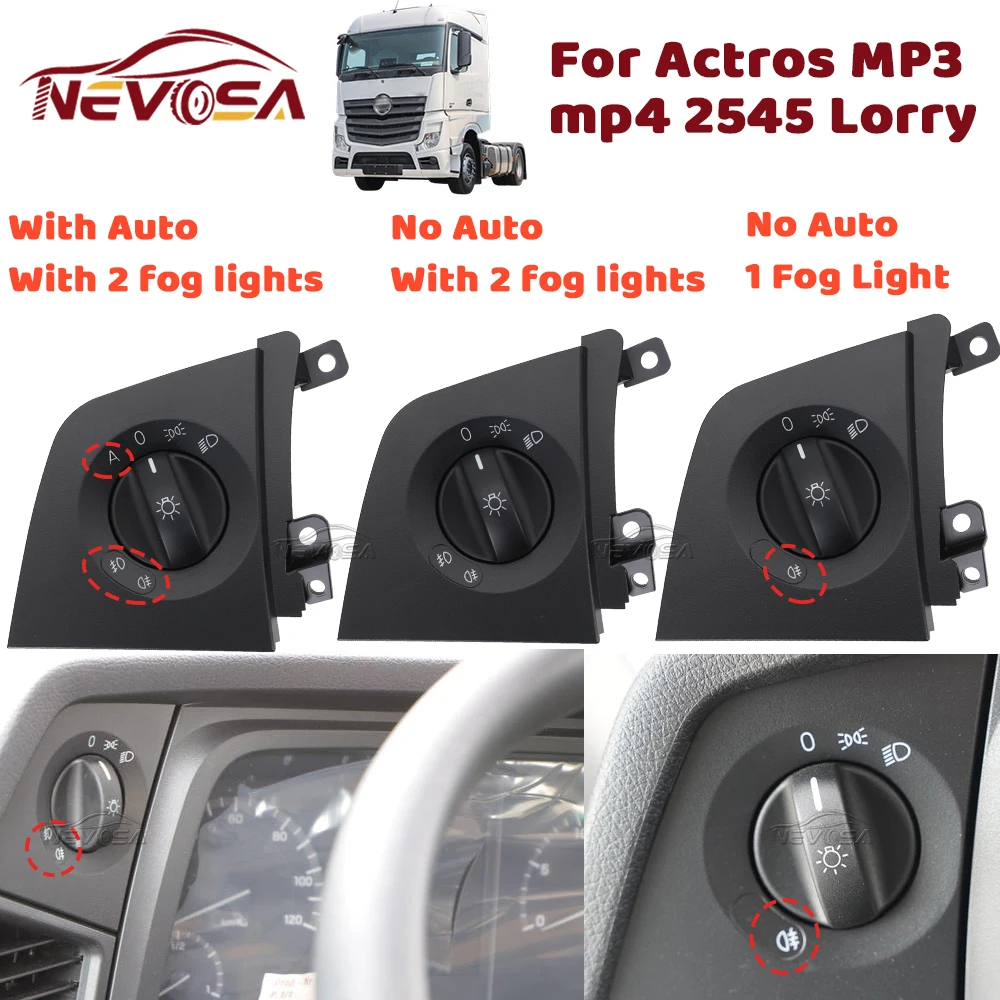 8Pins Headlight Fog Light Switch For Mercedes-Benz Actros 2011 2012 2013 2014 MP3 MP4 Lorry Headlamp A9605452604