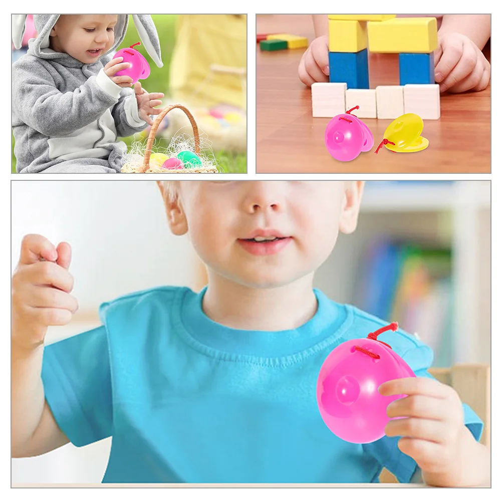 20 Uds castañuelas de plástico juguetes para niños instrumentos de percusión amarillo azul verde rosa colores música aula jardín de infantes uso seguro PP