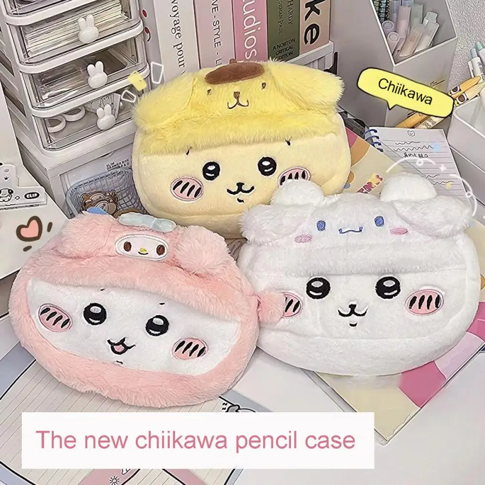 Anime Cartoon Chiikawass Plush Pencil Case Kawaii Student Stationery Large Capacity Storage Bag Usagis Hachiwares Stationery Box