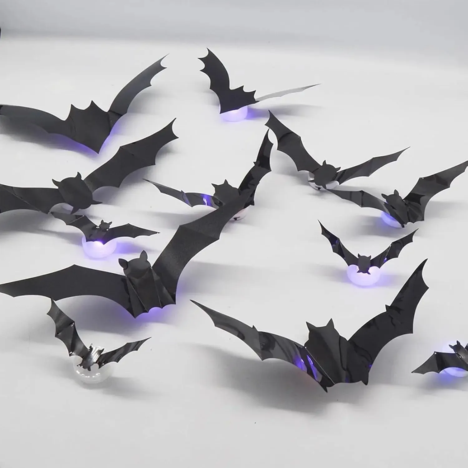 Halloween LED Bats Spider Decor Glow in Dark 3D Wall Stickers Purple/Green Lights for Indoor Outdoor Halloween Party Scares view 6