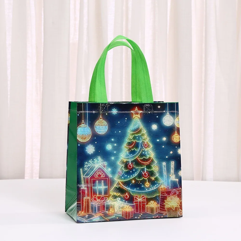 Non-woven Cartoon Christmas Tote Bags Handbag Shopping Bag Cute Santa Snowman Candy Gift Packaging Bag Xmas New Year Gift Bags