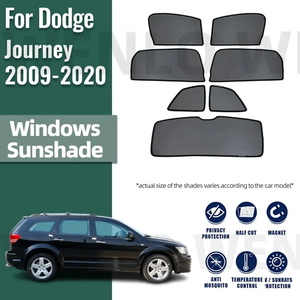 For Dodge Journey JC 2009 2010-2019 2020 Car Sunshade Magnetic Front Windshield Frame Curtain Rear Side Window Sun Shades Visor