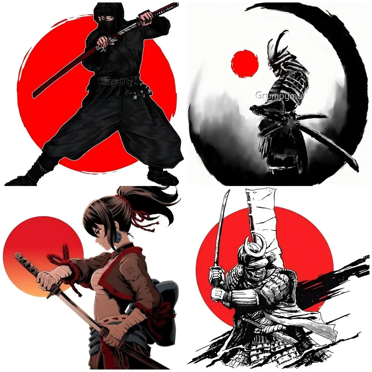 

Japanese Culture Samurai Car Stickers Trunk Camper Decals Anime Waterproof Camper JDM Car Accessories