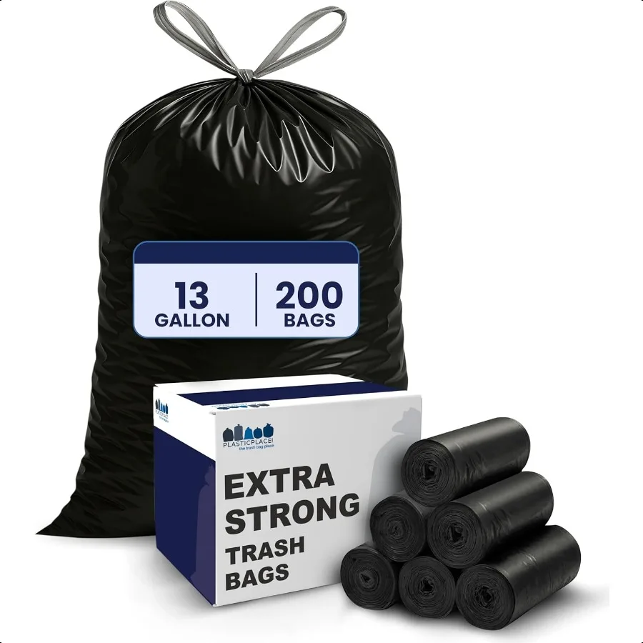 

Сверхвысокие кухонные мешки для мусора на 13 галлонов, черные, 1,2 мил, 24 Вт x 31 часа, 200 шт.