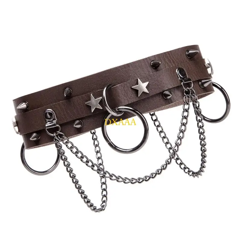 

DXAA Rivets Studded Choker Necklace Medieval Faux Leather Pauldron Renaissances Shoulder Armour Halloween Cosplay Costume