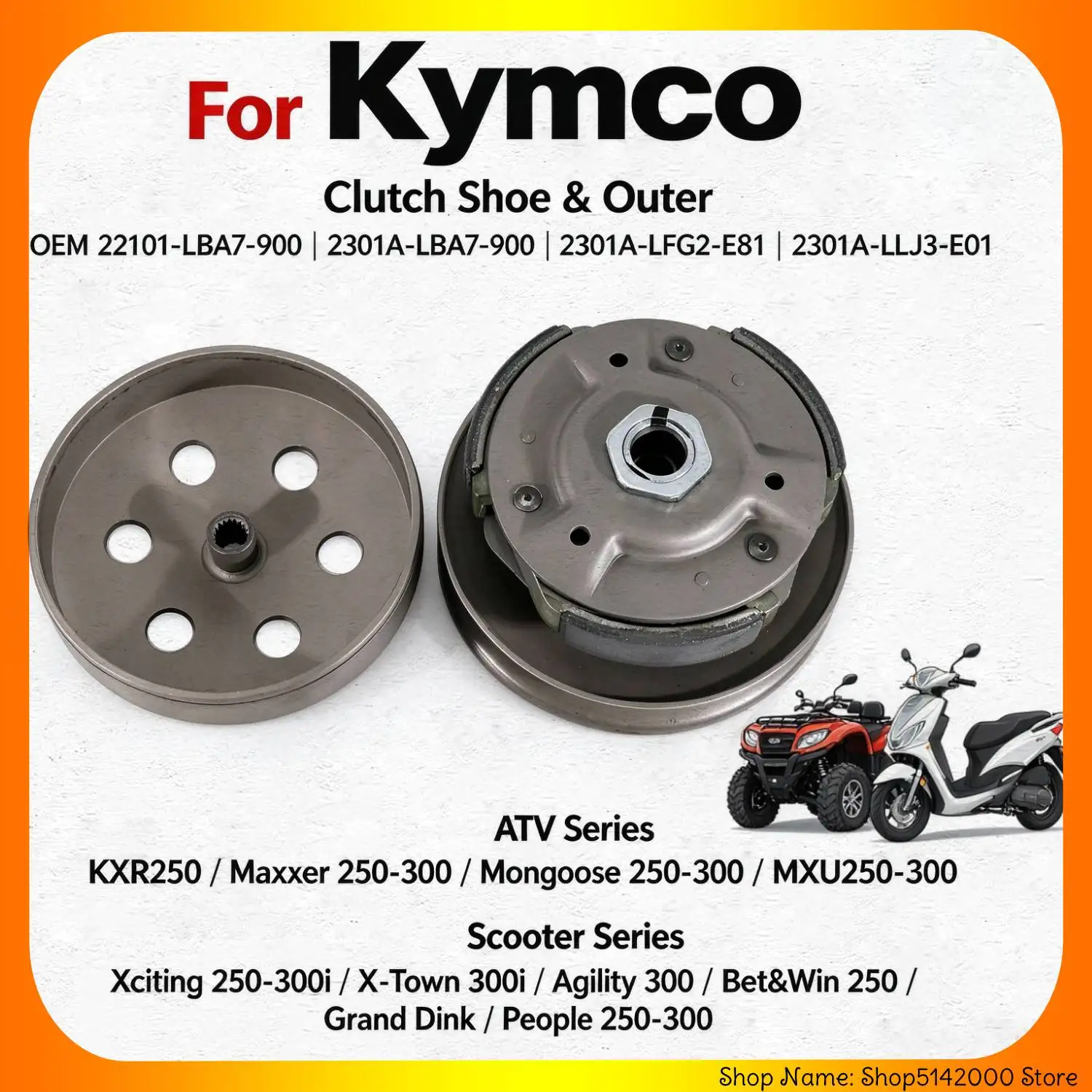 Motorcycle Secondary Driven Clutch for Kymco Bet&Win 250 / EGO / Grand Dink / People 250 LC / People S 250i OEM:2301A-LLJ3-E01