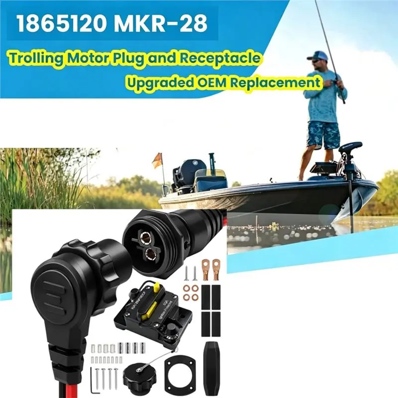 【Top Sale !!】Circuit Breaker Br Kit 60A 1865120 MKR-28 1865115 MKR-27 Marine Trolling Motor Plug Receptacle For Boats