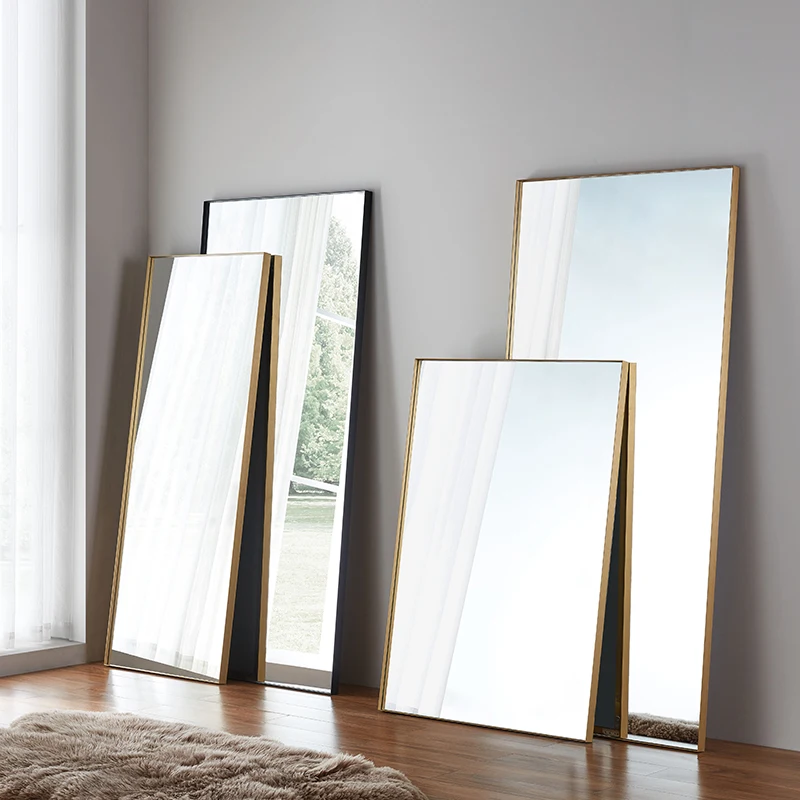 

Modern Custom Golden Metal Framed High Quality Home Decoration Full Length Standing Floor Dressing Mirror