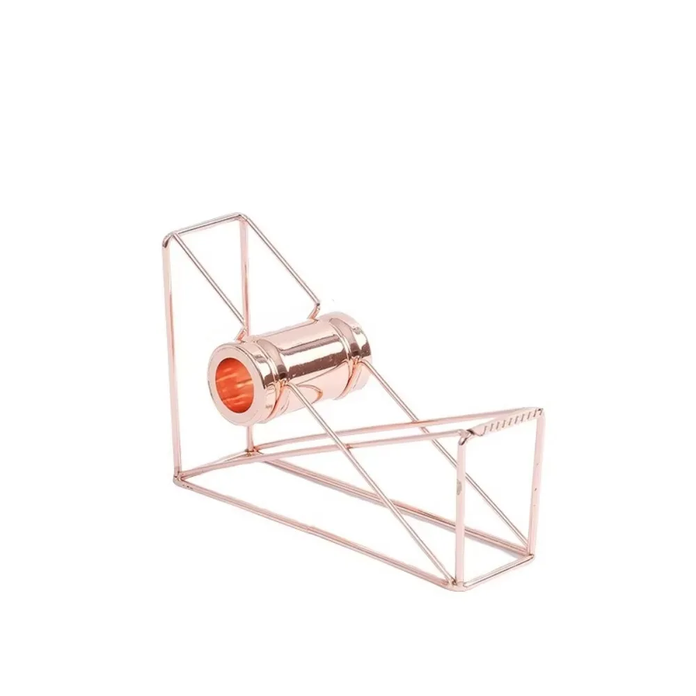 Non-slip Iron Art Tape Dispenser Rust-proof Sturdy Tape Storage Organizer Safe Transparent Wheel Manual Tape Cutter Stationery