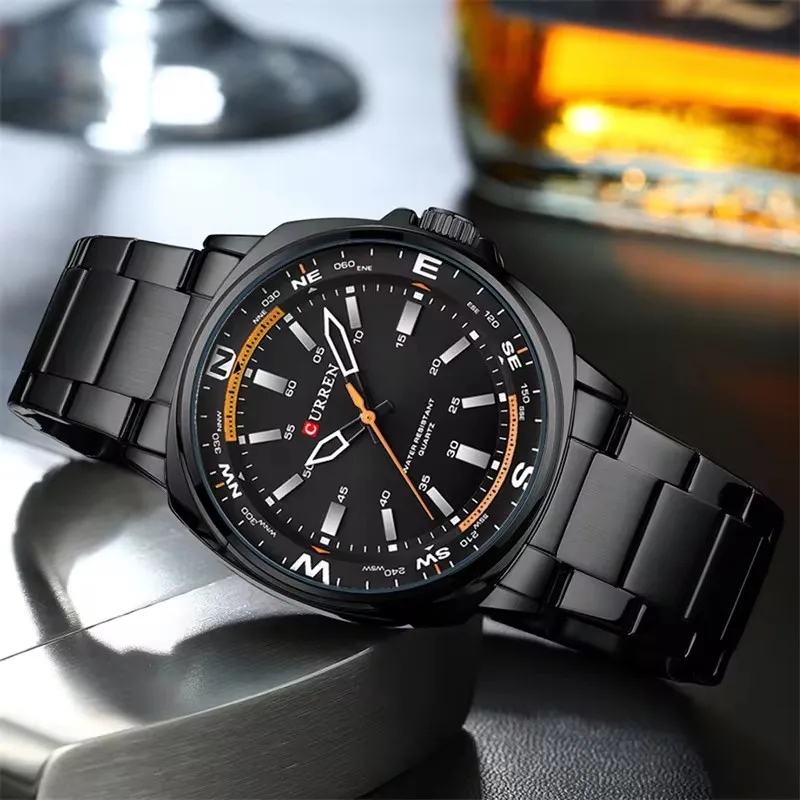 Curren 8455 Casual Heren Quartz Horloge Merk Sport Mode Waterdichte Roestvrijstalen Band Creatieve Mannelijke Klok Zakelijke Horloges