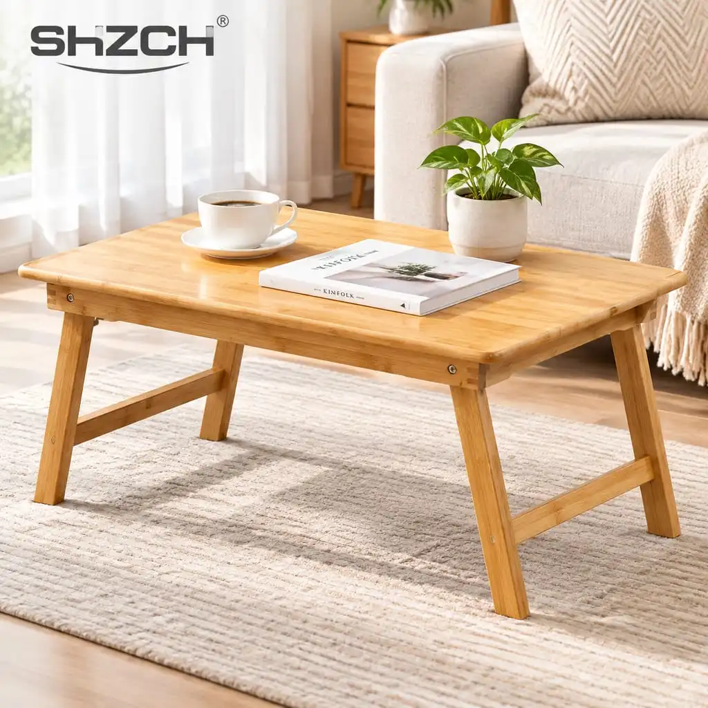 Durable Bamboo Laptop Desk Foldable Lazy Workstation Space-Saving Notebook Table High Load-Bearing Bed Desk Adjustable Study