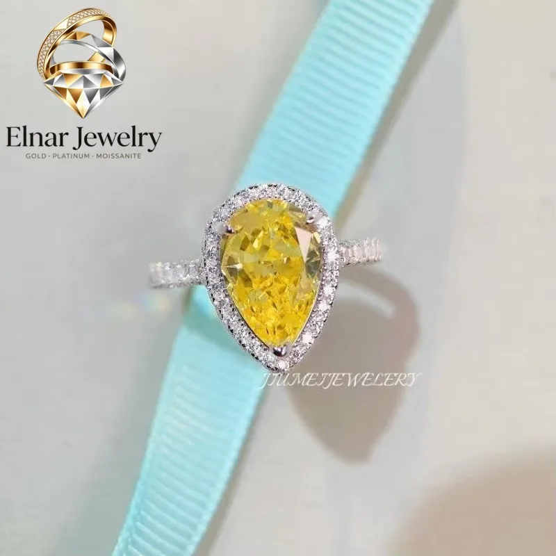 

Elnar Jewelry Luxury Solid Platinum PT950 Women's Moissanite Diamond Ring Gem Caibao Diamond Ring