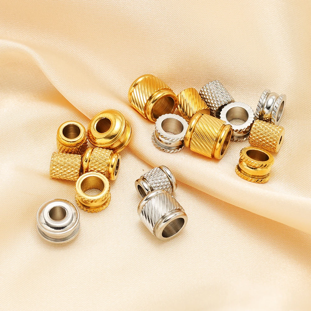 20Pcs Stainless Steel Gold Color Cylinder Bead Loose Spacer Beads for DIY Jewelry Beaded Necklace Supplies Bracelets Accessories image 3