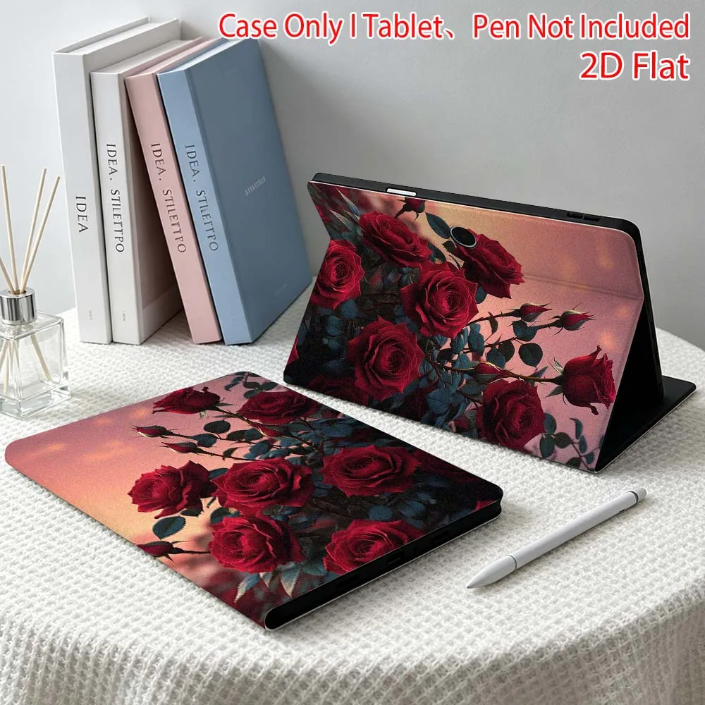 Red rose pattern For OPPO VIVO IQOO OnePlus Realme Pad 3 Pro 13 12.1 11.4 11 inch Pen Tray Tablet Case Soft