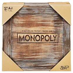 Hasbro Monopoly Rustic Series Desktop Game English Wooden Box Parent-Child Puzzle Toy Board Game Exquisite Gift Box Packaging